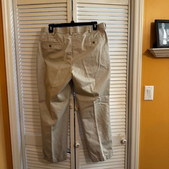 Men's Cuffed 100% Cotton Tan Pants - Picture 4 of 12